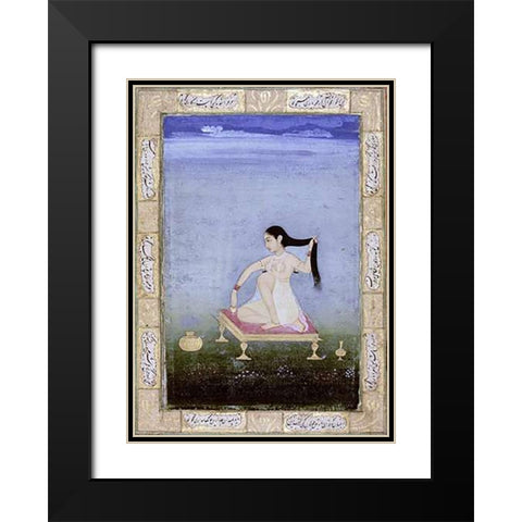 A Woman at Her Toilet Black Modern Wood Framed Art Print with Double Matting by Deccan