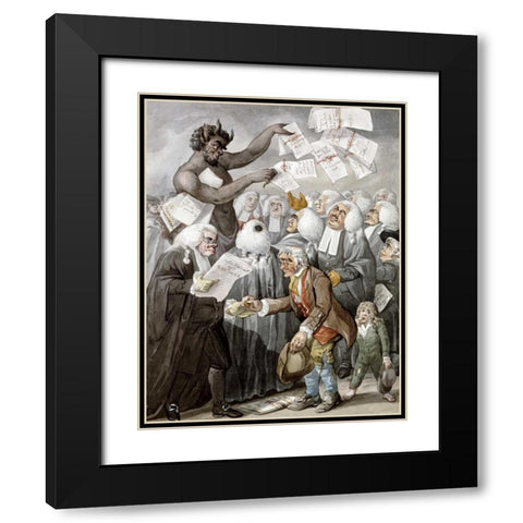 The Devil Among Lawyers Black Modern Wood Framed Art Print with Double Matting by Dighton, Robert