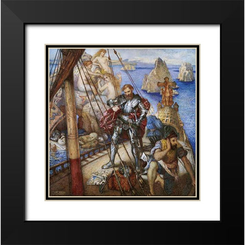 The Islands of The Sirens, Ulysses Lashing Himself To The Mast Black Modern Wood Framed Art Print with Double Matting by Donaldson, Andrew Benjamin