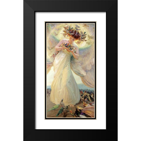 The Angel of The Birds Black Modern Wood Framed Art Print with Double Matting by Dvorak, Franz
