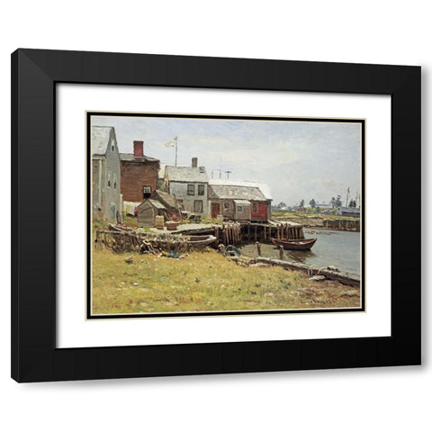 Fishing Pier Black Modern Wood Framed Art Print with Double Matting by Enneking, John Joseph