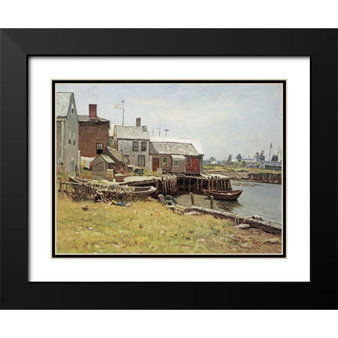 Fishing Pier Black Modern Wood Framed Art Print with Double Matting by Enneking, John Joseph