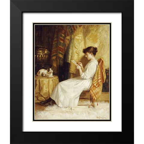 The Artist and Her Model Black Modern Wood Framed Art Print with Double Matting by Evans, De Scott