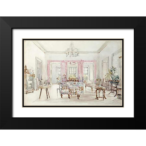 The Drawing Room of Queens House, Barbados, 1880 Black Modern Wood Framed Art Print with Double Matting by Grimston Fawkes, Col. Lionel