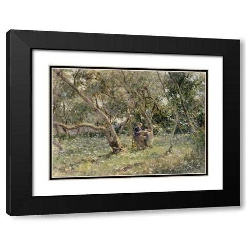 In The Orchard Black Modern Wood Framed Art Print with Double Matting by Fontana, Roberto
