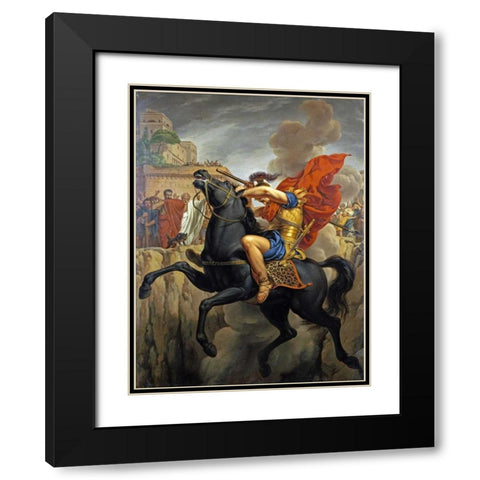 The Death of Marcus Curtius Black Modern Wood Framed Art Print with Double Matting by Francois, Pierre Joseph Celestin