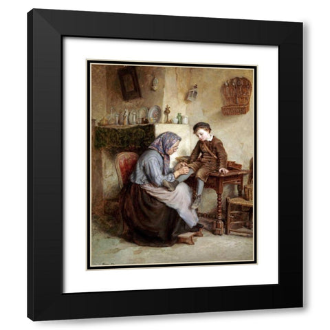 Worn Through Black Modern Wood Framed Art Print with Double Matting by Frere, Edouard