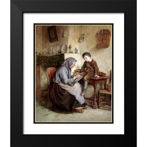 Worn Through Black Modern Wood Framed Art Print with Double Matting by Frere, Edouard