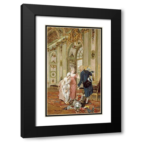 The Visiting Salesman Black Modern Wood Framed Art Print with Double Matting by Geiger, Caspar Augustin