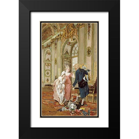 The Visiting Salesman Black Modern Wood Framed Art Print with Double Matting by Geiger, Caspar Augustin