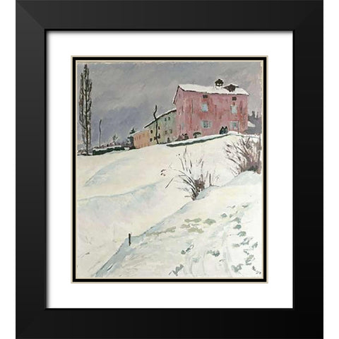 La Casa Rossa Black Modern Wood Framed Art Print with Double Matting by Giacometti, Giovanni