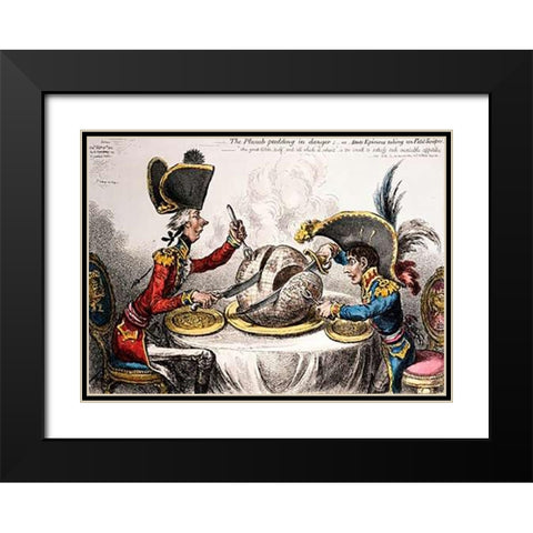 The Plum Pudding In Danger Black Modern Wood Framed Art Print with Double Matting by Gillray, James