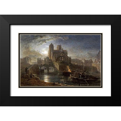 Notre Dame, Paris Black Modern Wood Framed Art Print with Double Matting by Goodall, Edward Angelo