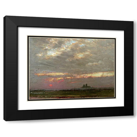 Lincoln Cathedral at Sunset Black Modern Wood Framed Art Print with Double Matting by Goodwin, Albert