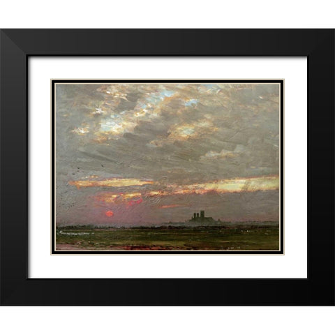 Lincoln Cathedral at Sunset Black Modern Wood Framed Art Print with Double Matting by Goodwin, Albert
