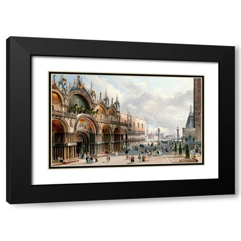 St. Marks and The Doges Palace, Venice Black Modern Wood Framed Art Print with Double Matting by Grubacs, Carlo