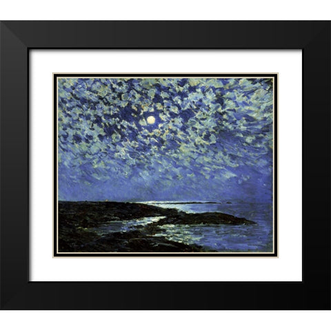 Moonlight, Isle of Shoals Black Modern Wood Framed Art Print with Double Matting by Hassam, Childe