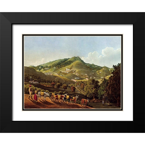 Views In India Black Modern Wood Framed Art Print with Double Matting by Havell, Richard