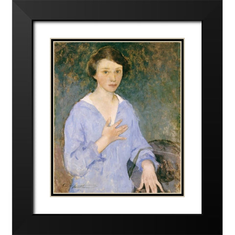 Nina Black Modern Wood Framed Art Print with Double Matting by Hawthorne, Charles Webster