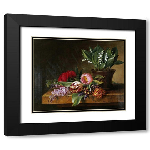Lily of The Valley Black Modern Wood Framed Art Print with Double Matting by Hellesen, Hanne