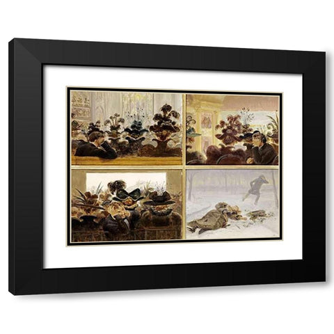 The Artists Commentary on Womens Hats Black Modern Wood Framed Art Print with Double Matting by Henry, Edward Lamson