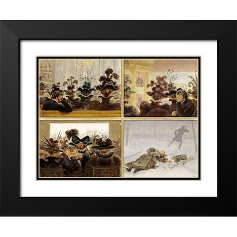 The Artists Commentary on Womens Hats Black Modern Wood Framed Art Print with Double Matting by Henry, Edward Lamson