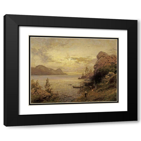 Camp Site Black Modern Wood Framed Art Print with Double Matting by Herzog, Herman