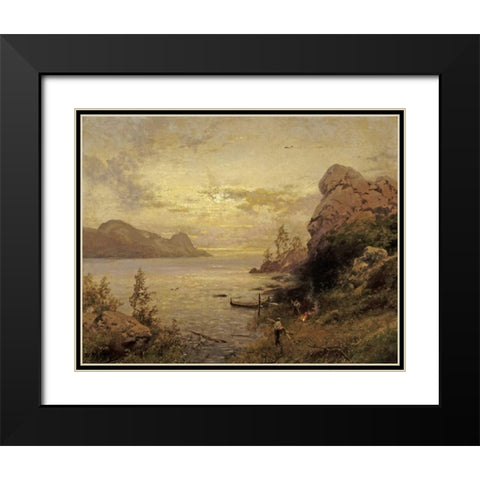 Camp Site Black Modern Wood Framed Art Print with Double Matting by Herzog, Herman