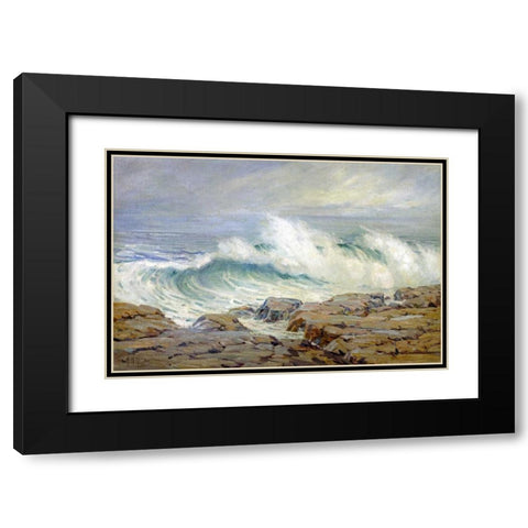 Breaking Wave Black Modern Wood Framed Art Print with Double Matting by Hills, Anna Althea