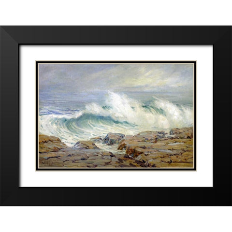 Breaking Wave Black Modern Wood Framed Art Print with Double Matting by Hills, Anna Althea