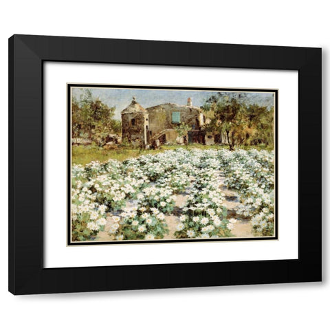 A Normandy Farmhouse Black Modern Wood Framed Art Print with Double Matting by Hitchcock, George