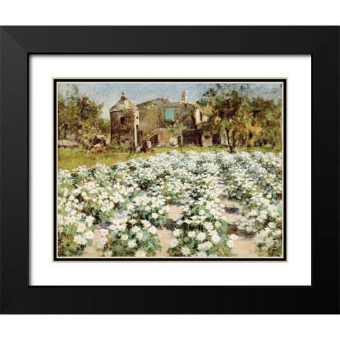 A Normandy Farmhouse Black Modern Wood Framed Art Print with Double Matting by Hitchcock, George