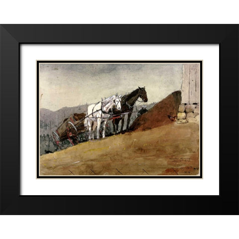 The Hill Top Barn - Houghton Farm Black Modern Wood Framed Art Print with Double Matting by Homer, Winslow