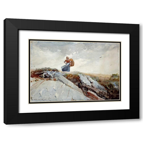 Down The Cliff Black Modern Wood Framed Art Print with Double Matting by Homer, Winslow