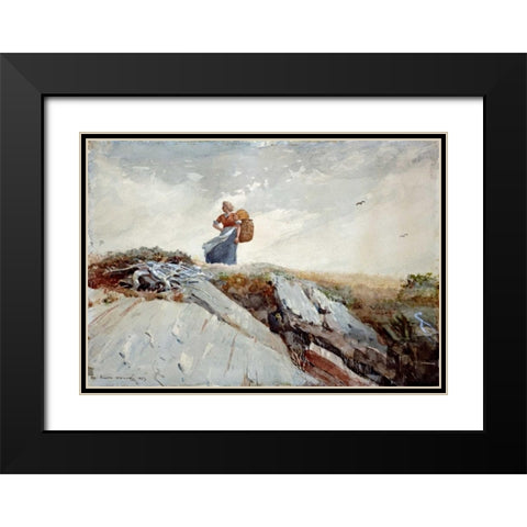 Down The Cliff Black Modern Wood Framed Art Print with Double Matting by Homer, Winslow