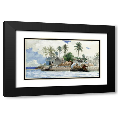 Sponge Fishermen, Bahamas Black Modern Wood Framed Art Print with Double Matting by Homer, Winslow
