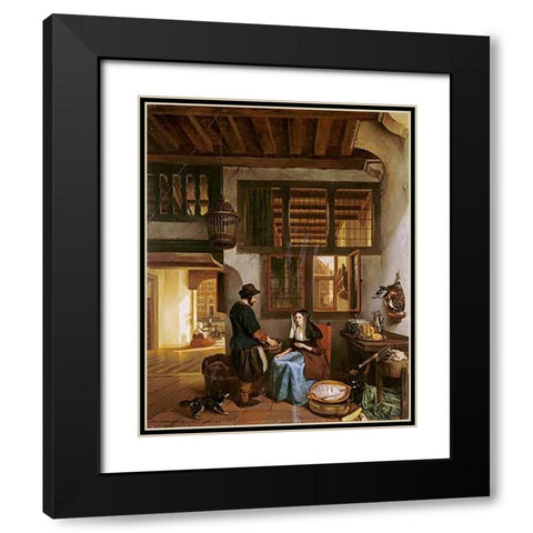 A Dutch Interior Black Modern Wood Framed Art Print with Double Matting by Van Hove, Hubertus