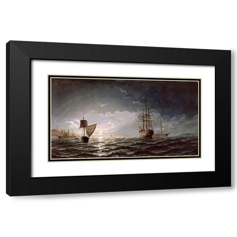 Moonlight Over Constantinople Black Modern Wood Framed Art Print with Double Matting by Hoyer, Edward