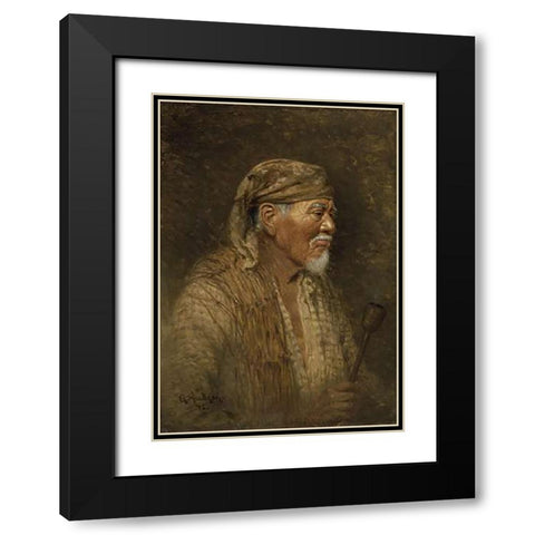 Portrait of a Pomo Chief Black Modern Wood Framed Art Print with Double Matting by Hudson, Grace Carpenter