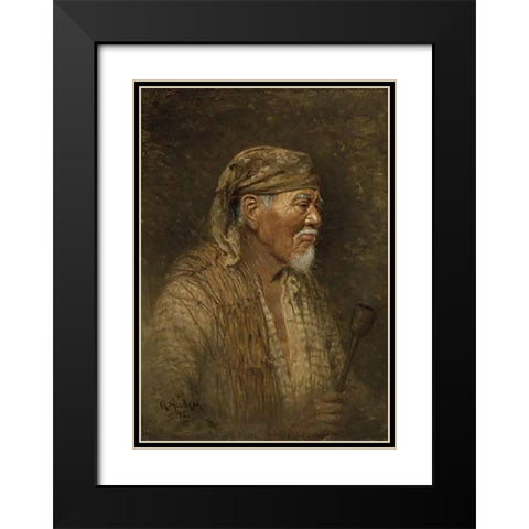 Portrait of a Pomo Chief Black Modern Wood Framed Art Print with Double Matting by Hudson, Grace Carpenter
