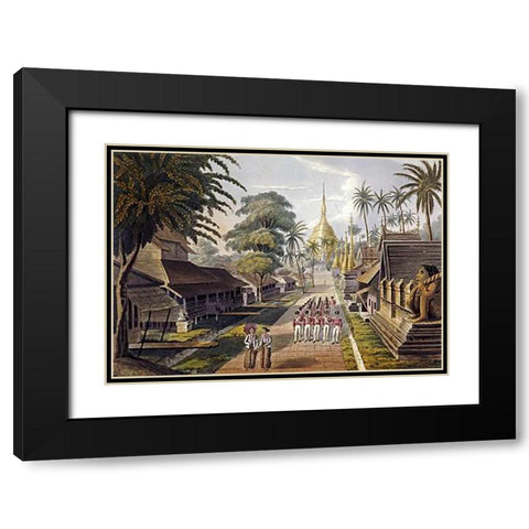 Great Dagon Pagoda, Rangoon, Burma Black Modern Wood Framed Art Print with Double Matting by Hunt, George