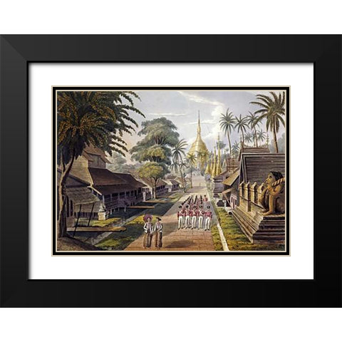 Great Dagon Pagoda, Rangoon, Burma Black Modern Wood Framed Art Print with Double Matting by Hunt, George