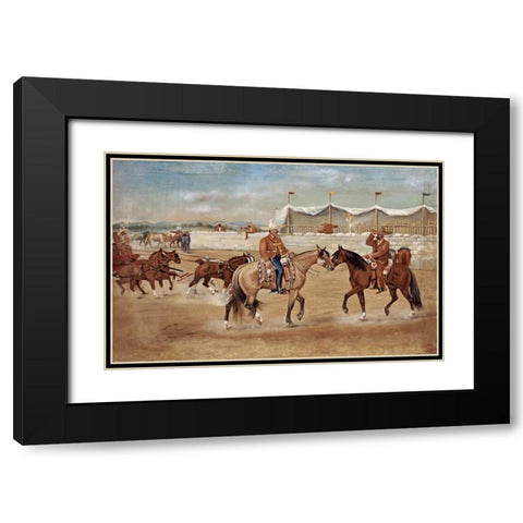The Arrival of The Boss at The Rodeo Black Modern Wood Framed Art Print with Double Matting by Icaza, Ernesto