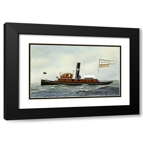 M. Moran Tug Boat Black Modern Wood Framed Art Print with Double Matting by Jacobsen, Antonio