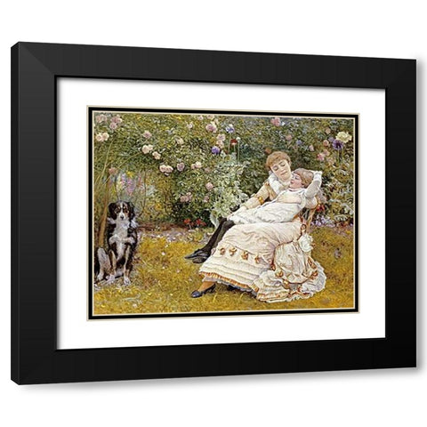 Pleasant Hours Black Modern Wood Framed Art Print with Double Matting by Johnson, Edward Killingworth