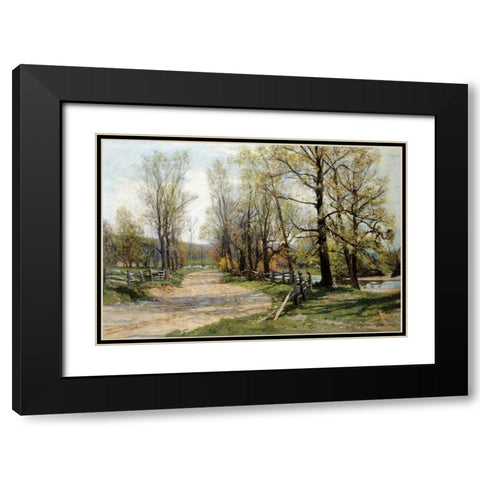 The Country Lane Black Modern Wood Framed Art Print with Double Matting by Jones, Hugh Bolton