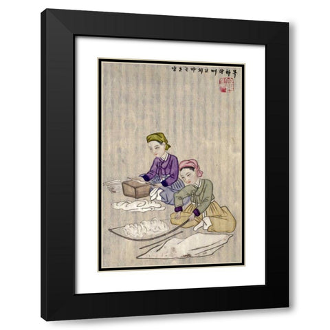 Preparing Cotton For Weaving Black Modern Wood Framed Art Print with Double Matting by Junkeun, Kim