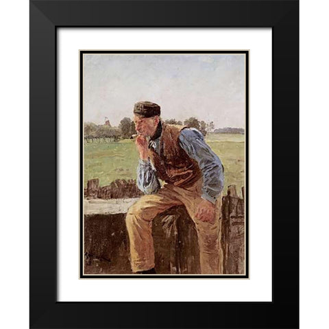 A Dutch Peasant Black Modern Wood Framed Art Print with Double Matting by Kallmorgen, Friedrich