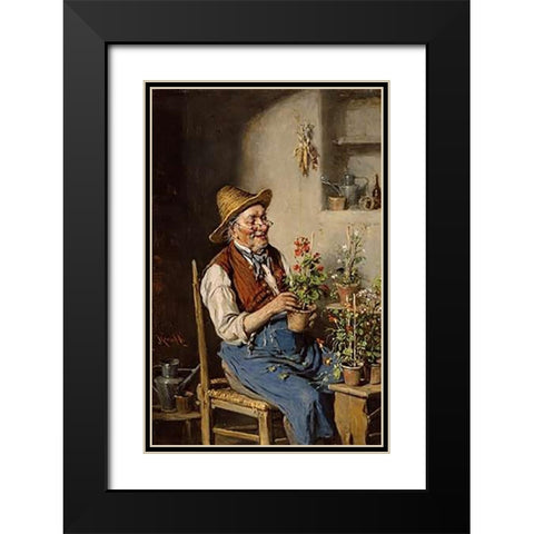 The Gardener Black Modern Wood Framed Art Print with Double Matting by Kern, Herman