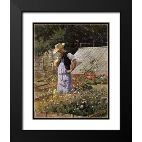 A Small Problem In The Corner of The Rosary Black Modern Wood Framed Art Print with Double Matting by Laissement, Henri Adolphe